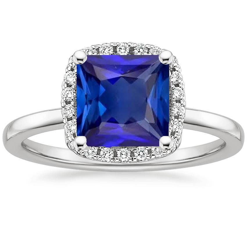 Damen Halo Diamant Edelstein Ring Ceylon Saphir Princess Cut 6 Karat - harrychadent.de