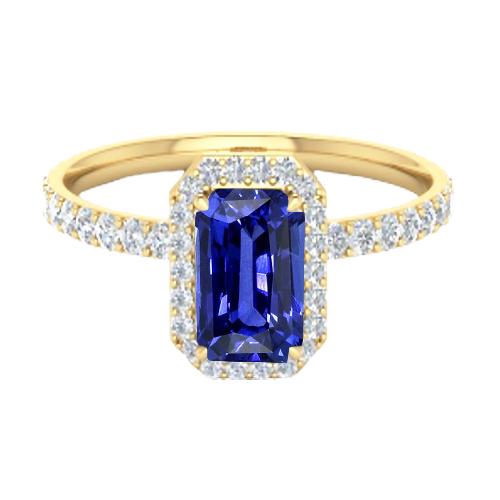 Damen Halo Ring Radiant Cut Ceylon Saphir mit Akzenten 3,50 Karat - harrychadent.de