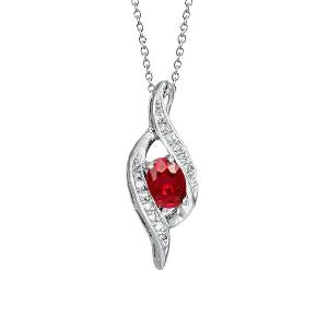 Damen Halskette Anhänger 1.70 Karat Rubin mit Aus der Erde Abgebauter Natürlicher Diamanten Weißgold 14K