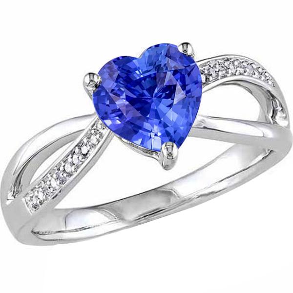 Damen Herz Edelstein Blauer Saphir Ring 3,50 Karat Split Shank Schmuck - harrychadent.de
