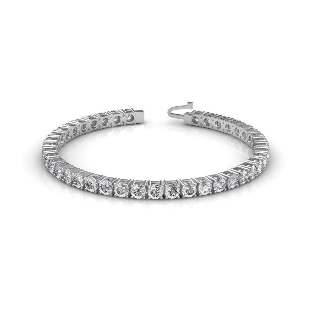 Damen Massives Weißgold 14K Runddiamant Tennisarmband 12 Karat