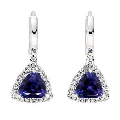 Damen Ohrhänger 5.48 Karat Tansanit mit Aus der Erde Abgebauter Natürlicher Diamanten Wg 14K