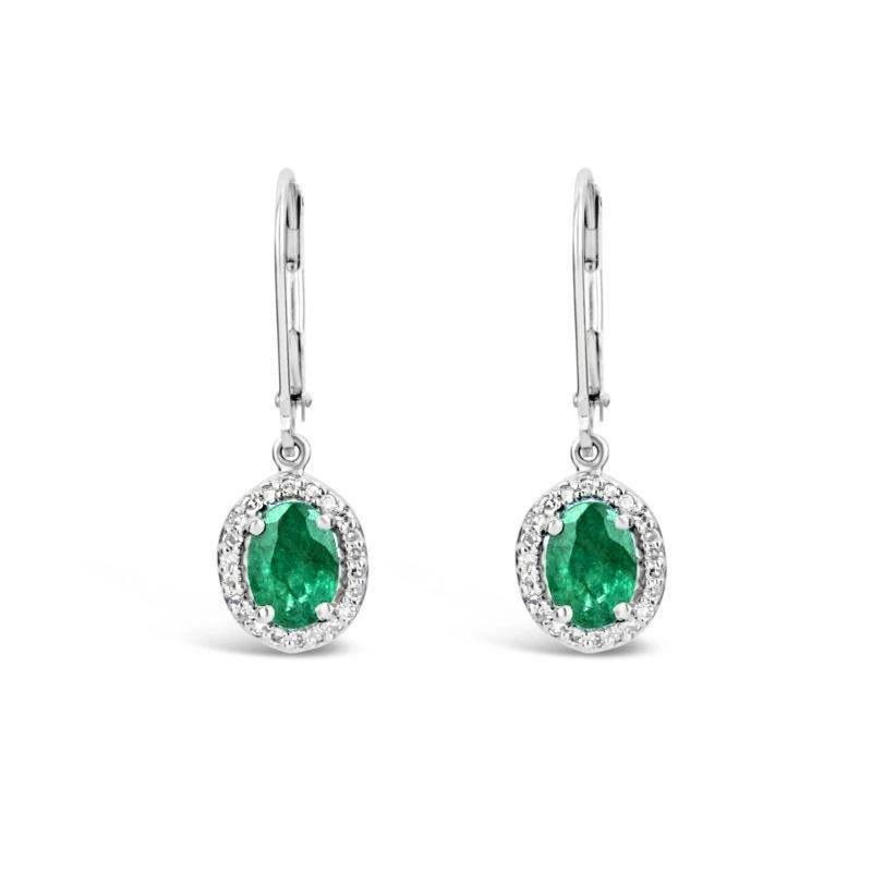 Damen Ohrringe Grün Smaragd Und Aus der Erde Abgebauter Natürlicher Diamanten 5.30 Karat