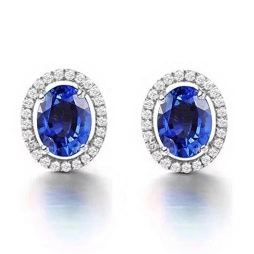 Damen Ohrstecker 5,80 Karat Saphir mit Diamanten Gold 14K - harrychadent.de