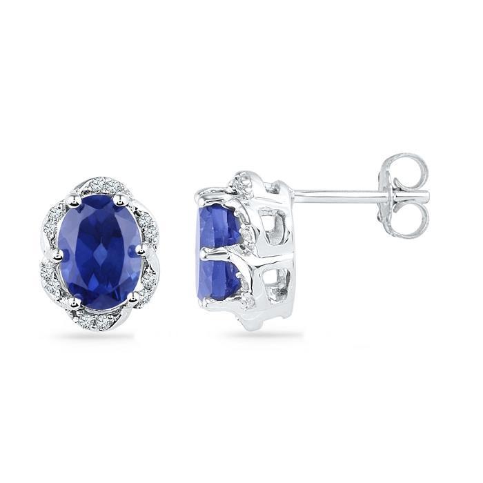 Damen Ohrstecker Halo 4,50 Karat Saphir & Diamanten - harrychadent.de