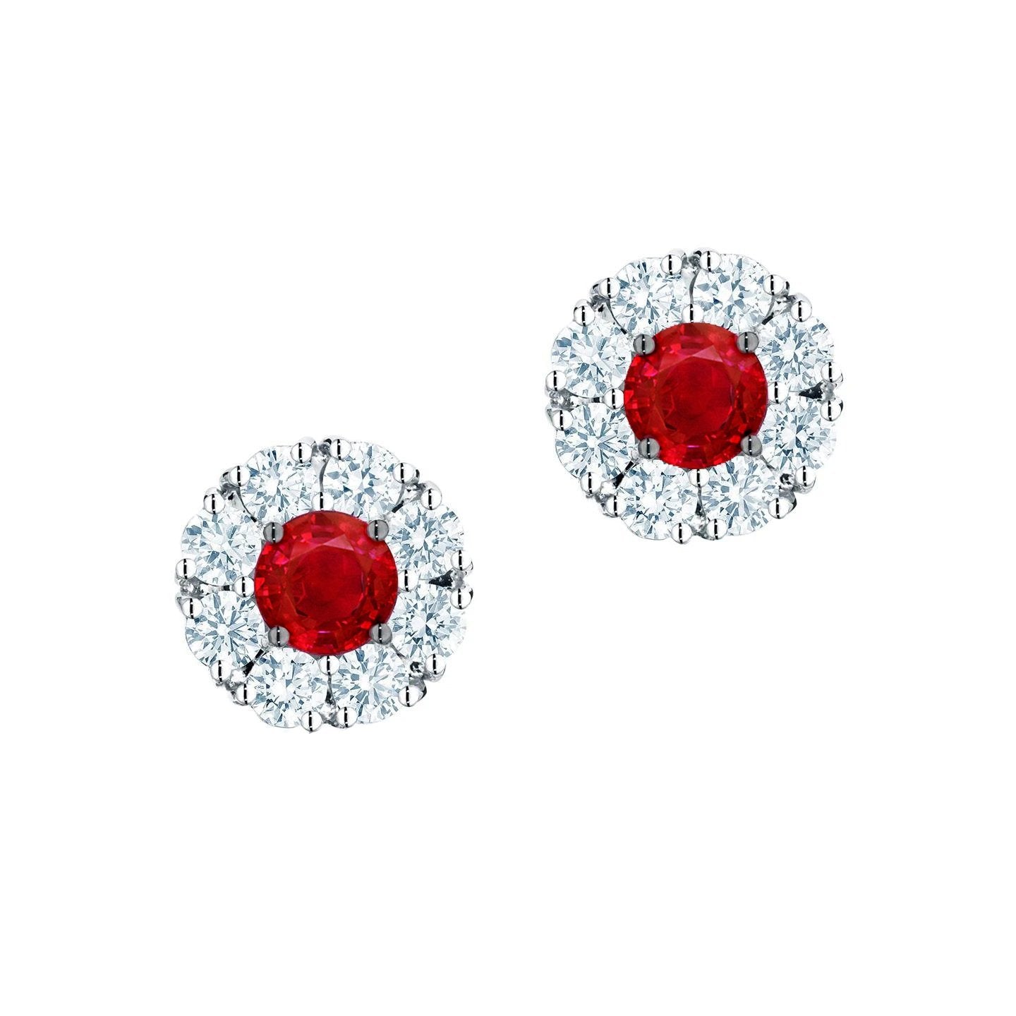 Damen Ohrstecker Rubin und Diamanten 4 Karat Weißgold 14K - harrychadent.de