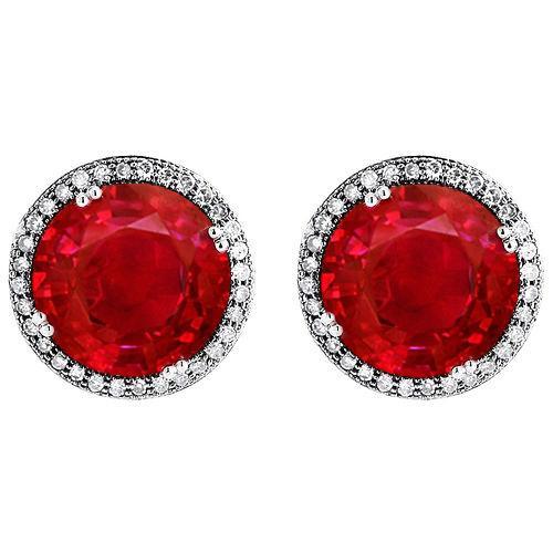 Damen Roter Rubin Diamant Ohrstecker 9.28 Karat Gold 14K - harrychadent.de