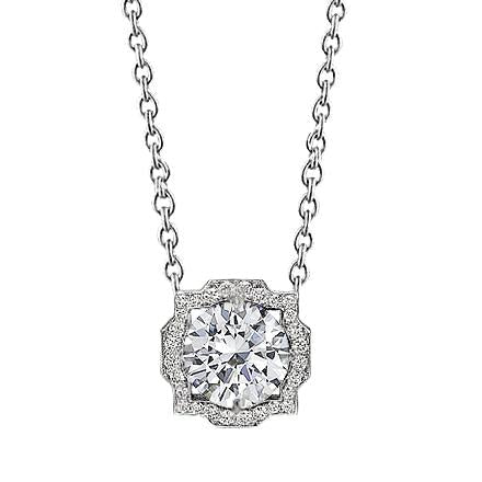 Damen Runder Aus der Erde Abgebauter Natürlicher Diamant Halskette Anhänger 1 Karat Weißgold 14K