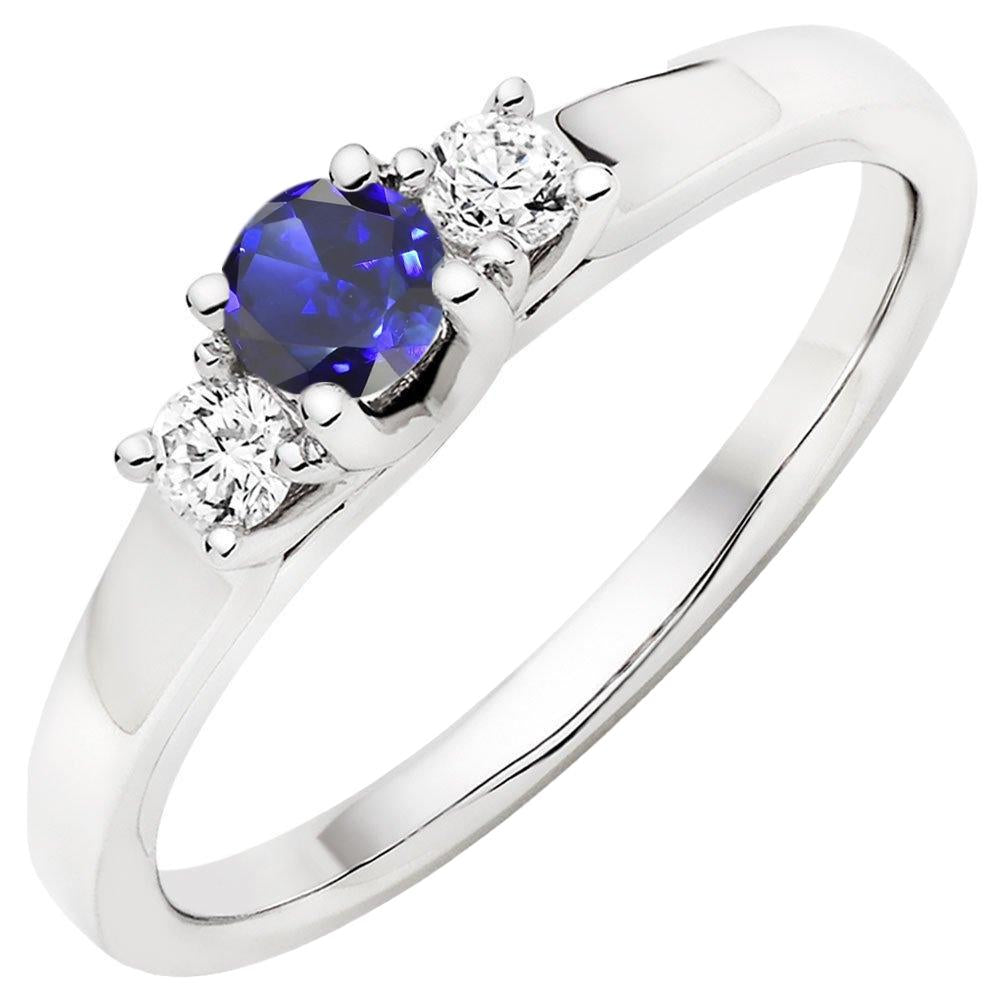 Damen Runder Diamant-Verlobungsring 2 Karat Blauer Saphir Gold 14K - harrychadent.de