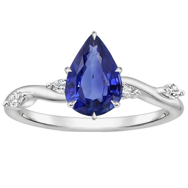 Damen Saphir Ring Birne mit Marquise Diamant Akzenten 4,50 Karat - harrychadent.de