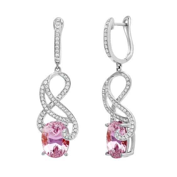 Damen Schmuck Rosa Kunzit Aus der Erde Abgebauter Natürlicher Diamant Lever Back Ohrring 21 Karat