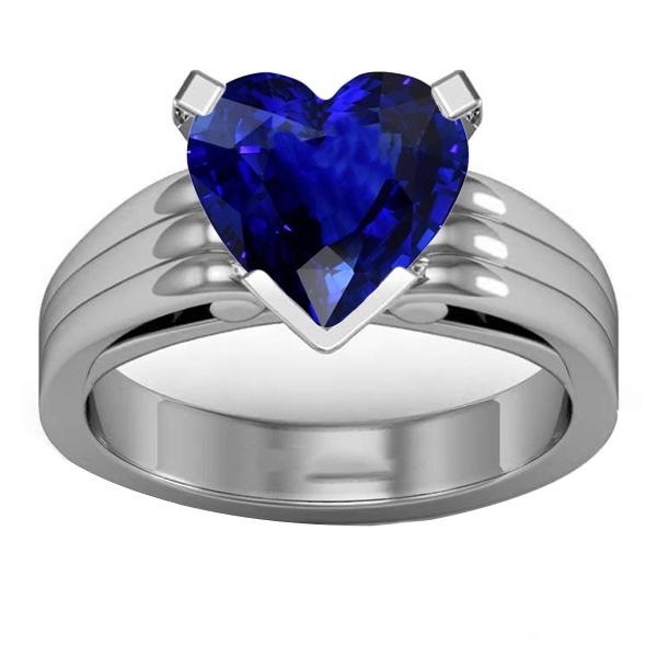 Damen Solitaire Herzschliff Ceylon Saphir Ring Dreifacher Schaft 3 Karat - harrychadent.de
