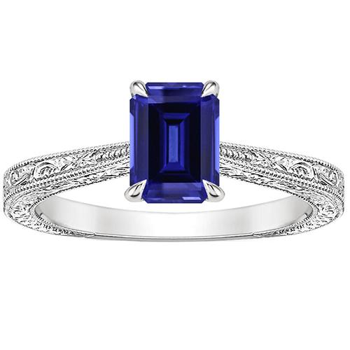 Damen Solitaire Ring Smaragdblau Saphir Filigraner Schaft 2.50 Karat - harrychadent.de