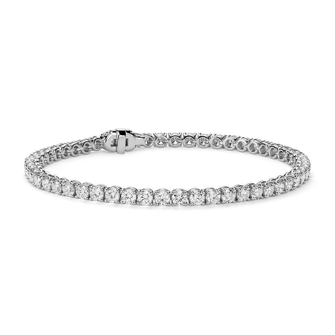 Damen Tennisarmband 5,72 Karat Rundschliff Aus der Erde Abgebauter Natürlicher Diamanten 14K Weißgold
