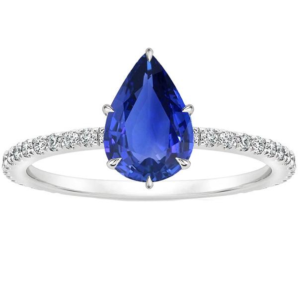 Damen Verlobungsring Birne Blauer Saphir & Pavé Set Diamanten 4 Karat - harrychadent.de