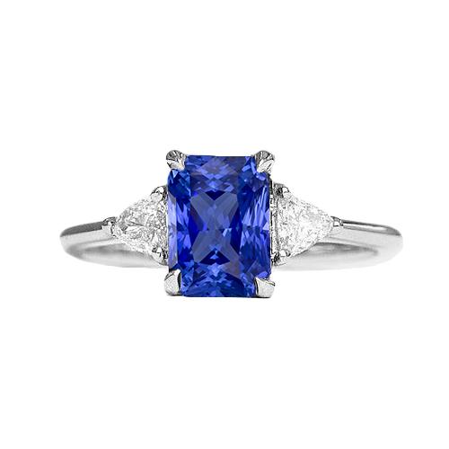 Damenring mit 3 Steinen, strahlendem Saphir und Billionen Diamanten 2,25 Karat - harrychadent.de