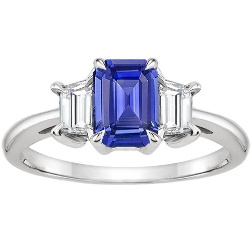 Diamant 3 Steine Ring Smaragd Ceylon Saphir & Diamant 3,50 Karat - harrychadent.de