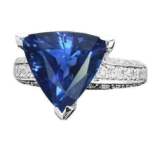 Diamant-Edelstein-Ring im antiken Stil Saphir im Trillionenschliff 4,50 Karat - harrychadent.de