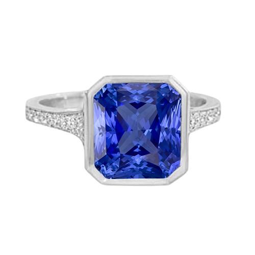 Diamant Edelstein Schmuck Lünette Set Radiant Blue Saphir Ring 3 Karat - harrychadent.de