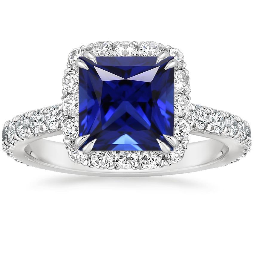 Diamant Halo Edelstein Ring Ceylon Saphir Princess Pave Set 6 Karat - harrychadent.de