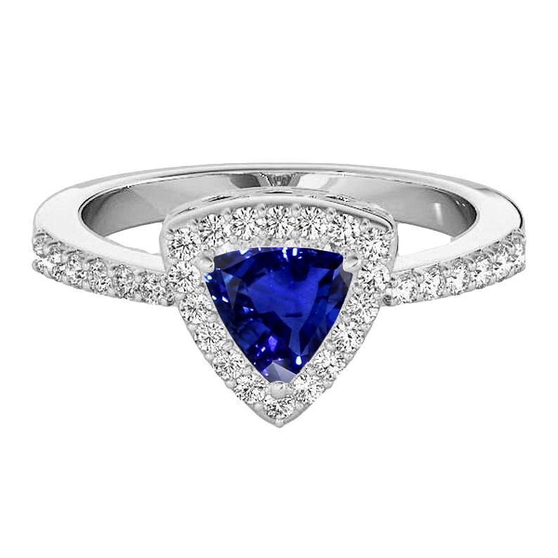 Diamant Halo Jubiläumsring Saphir im Trillionenschliff 3 Karat - harrychadent.de