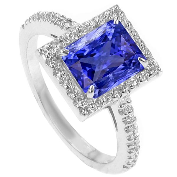Diamant Halo Radiant Sri Lanka Saphir Ring 4,50 Karat Weißgold - harrychadent.de