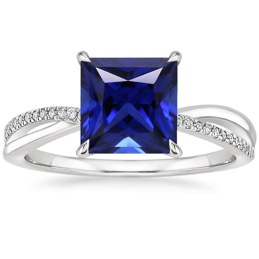 Diamant Halo Ring Ceylon Saphir 5.50 Karat Prinzessin mit Akzenten - harrychadent.de