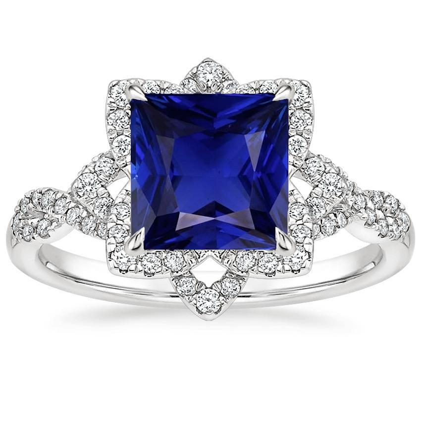 Diamant Halo Ring Star Style Princess Blue Saphir 6,50 Karat Gold - harrychadent.de