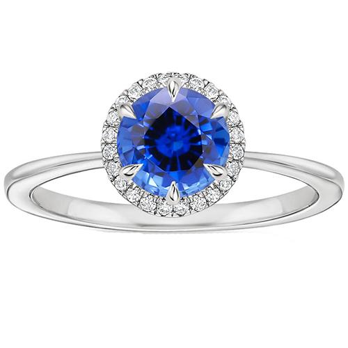 Diamant Halo Ring Weißgold Ceylon Saphir Krappen Set 2,50 Karat - harrychadent.de