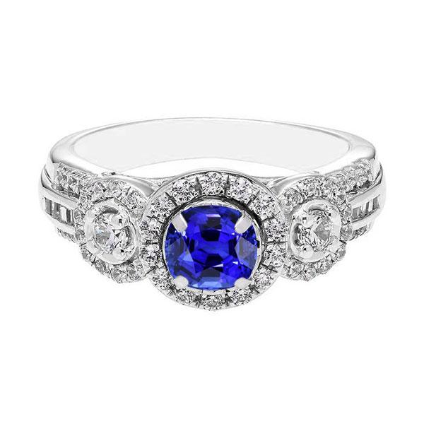 Diamant Halo Runder Blauer Saphir Ring 2.50 Karat Damenschmuck - harrychadent.de