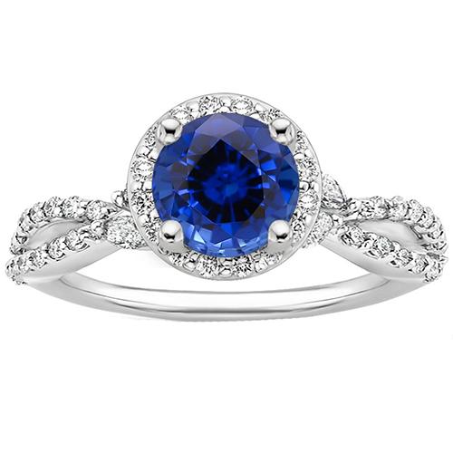 Diamant Halo Schmuck tiefblauer Saphir Split Schaft Zinken Set 3 Karat - harrychadent.de