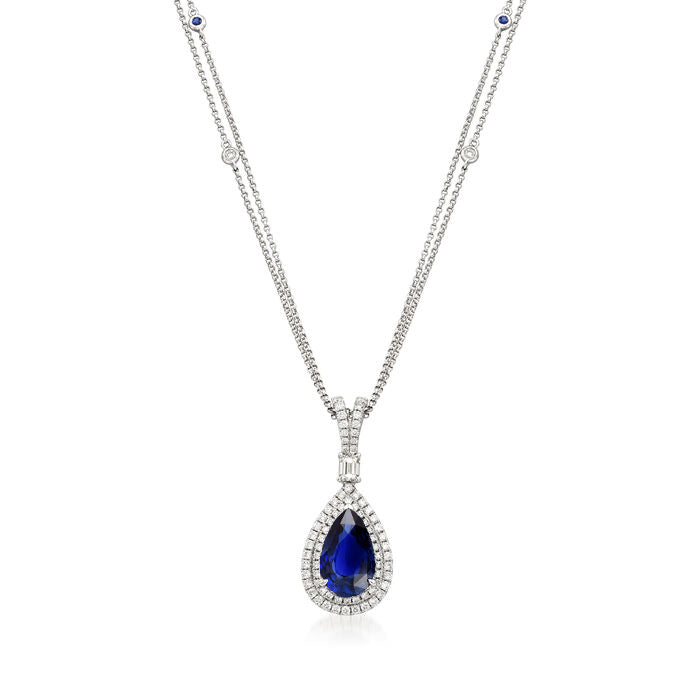 Aus der Erde Abgebauter Natürlicher Diamant Halo Teardrop Anhänger Birne Ceylon Saphir 1,50 Karat