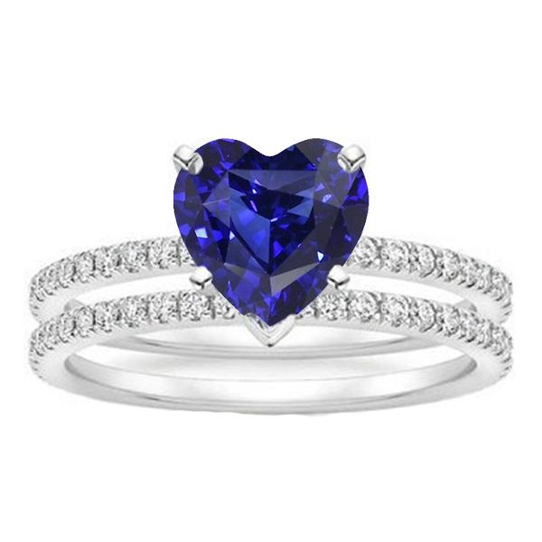 Diamant Herz Blauer Saphir Ehering Set 3,50 Karat Schmuck - harrychadent.de