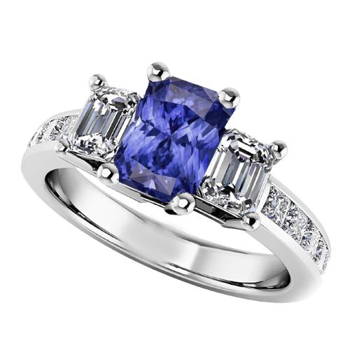 Diamant-Jubiläums-Saphirring 3 Karat Kanalset Princess Accents - harrychadent.de
