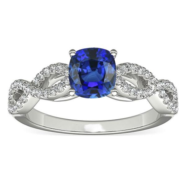 Diamant Kissen Blauer Saphir Edelstein Ring Infinity Style 3 Karat - harrychadent.de
