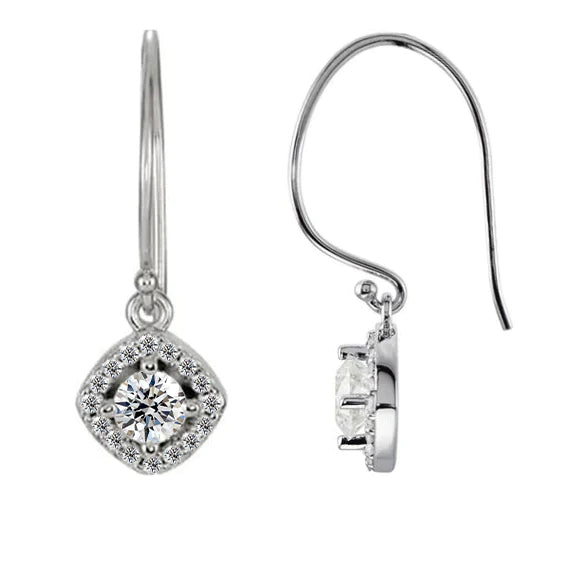 Diamant-Ohrringe im Halo-Stil 1.60 Karat 14K Weißgold