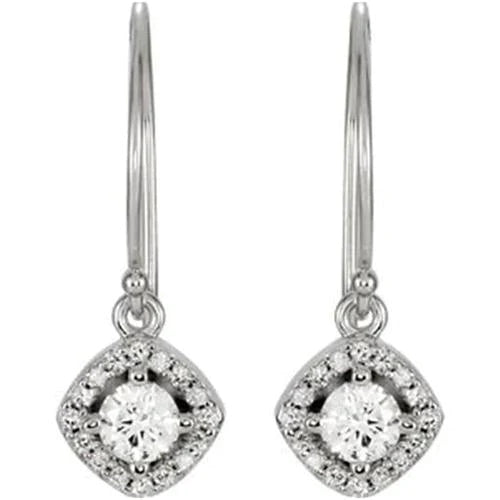 Diamant-Ohrringe im Halo-Stil 1.60 Karat 14K Weißgold