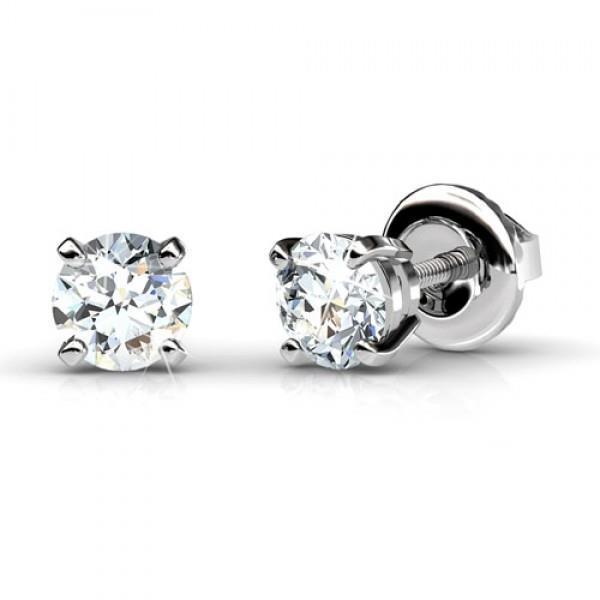 Aus der Erde Abgebauter Natürlicher Diamant Ohrstecker 1 Karat Weißgold Damen Schmuck
