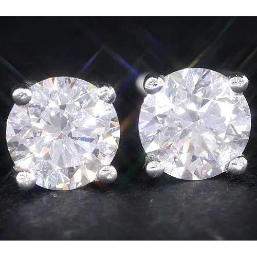 Aus der Erde Abgebauter Natürlicher Diamant Ohrstecker 2 Karat Weißgold
