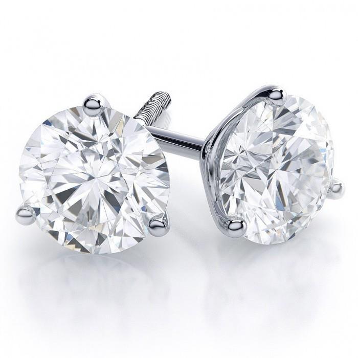 Aus der Erde Abgebauter Natürlicher Diamant Ohrstecker 6 ct. Großes rundes massives Weißgold 14K Zinken-Set