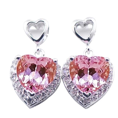 Aus der Erde Abgebauter Natürlicher Diamant Ohrstecker Damen Ohrring 20.28 Kt Weißgold Herzschliff Kunzit