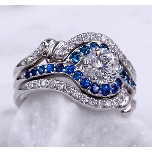 Diamant Ring Set 3,50 Karat Blauer Saphir Damen Schmuck - harrychadent.de