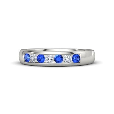 Diamant Rundes blaues Saphirband 2.50 Karat Weißgold 14K - harrychadent.de