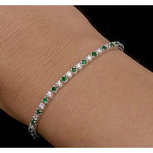 Diamant Tennisarmband Grüner Saphir 6 Karat Damen Weißgold 14K - harrychadent.de