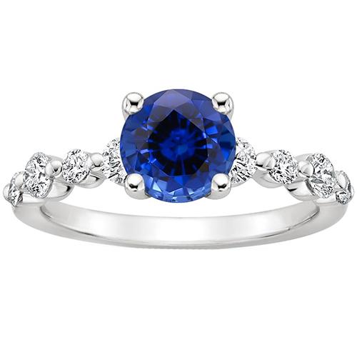 Diamant-Verlobungsring mit blauem Saphir-Zentrum 3 Karat Weißgold - harrychadent.de