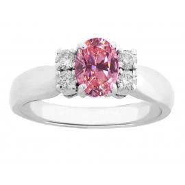 Aus der Erde Abgebauter Natürlicher Diamant mit rosa Saphir Edelsteinring 2.10 Karat Weißgold 14K