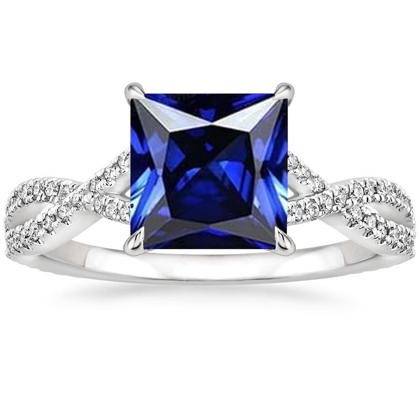 Diamant- und Prinzessinnen-Saphirring mit Akzenten 6,50 Karat Twisted Shank - harrychadent.de