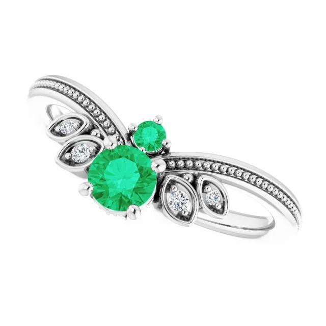 Diamantring 1 Karat kolumbianischer grüner Smaragd im antiken Stil Schmuck - harrychadent.de