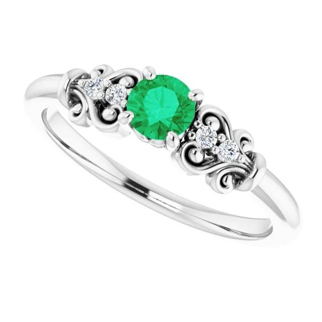 Diamantring 1,10 Karat grüner Smaragd Vintage Style Schmuck - harrychadent.de