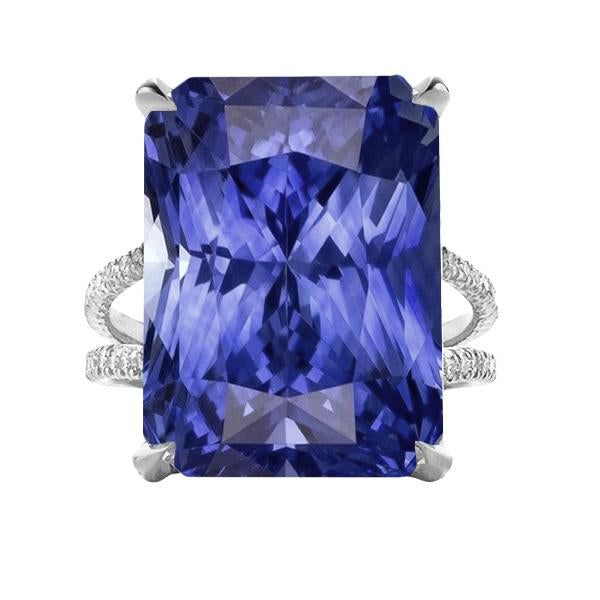 Diamantring Großer Saphir Edelstein Schmuck 7,50 Karat Split Shank - harrychadent.de